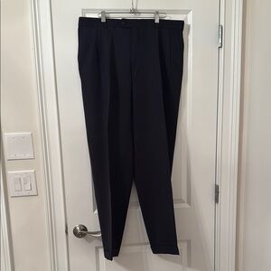 Paul Dione Men's Black Wool Pleated Dress Pants